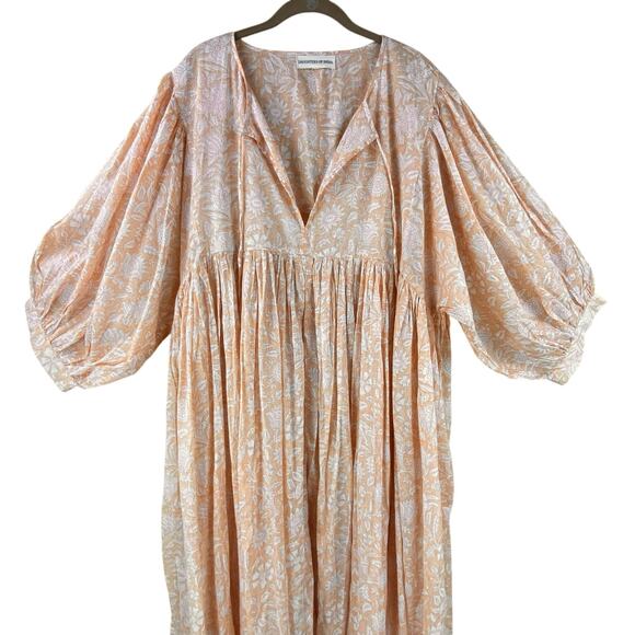 Daughters of India Kyra Maxi Dress Apricot Size XL Floral Boho Romantic - Picture 5 of 13